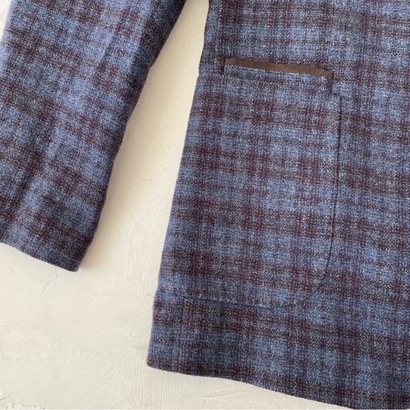 Johnston Murphy Sport Plaid Coat Blue Purple Maroon Size M - Picture 5 of 9